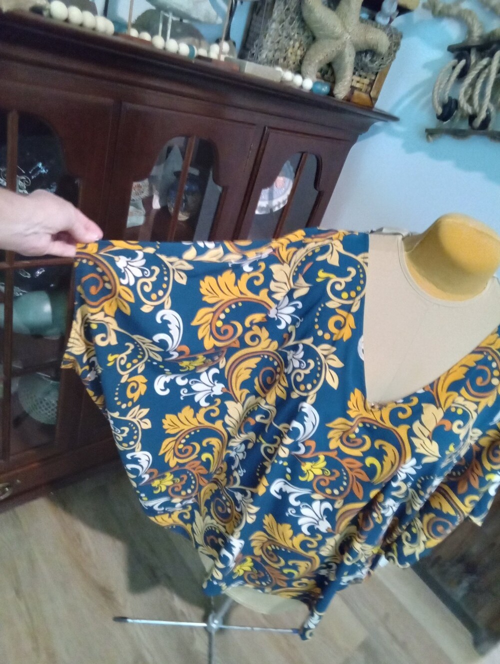 Emily Wonder Plus Size 2X 3X V-Neck Kimono Style Top In Teal, Orange & White